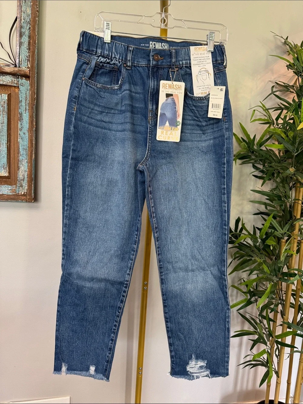 Rewash Medium Blue High-Rise Cropped Straight Jeans NWT 11